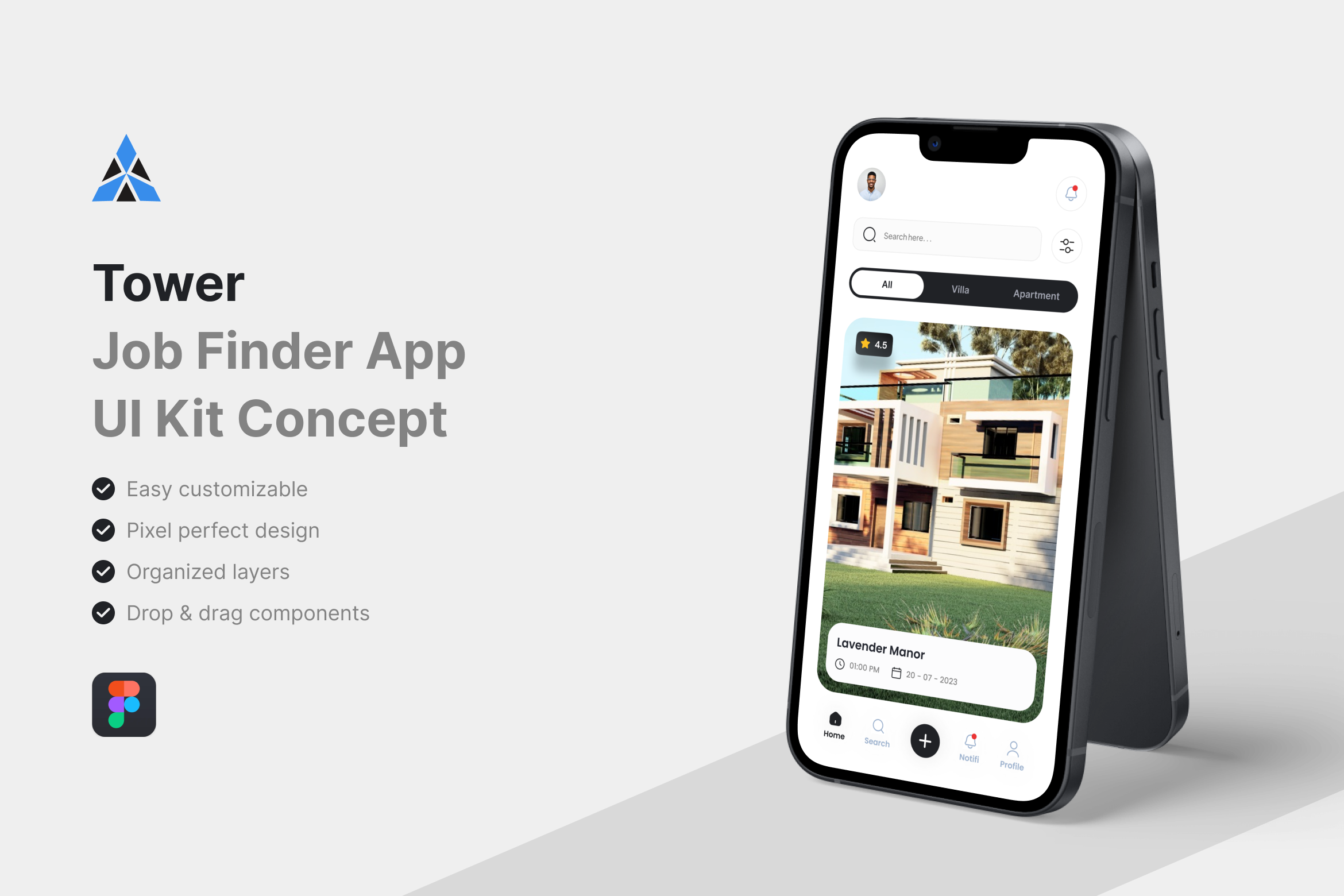 Tower - Real Estate App UI Kit, an UI Kit Template by iDoodle Studio