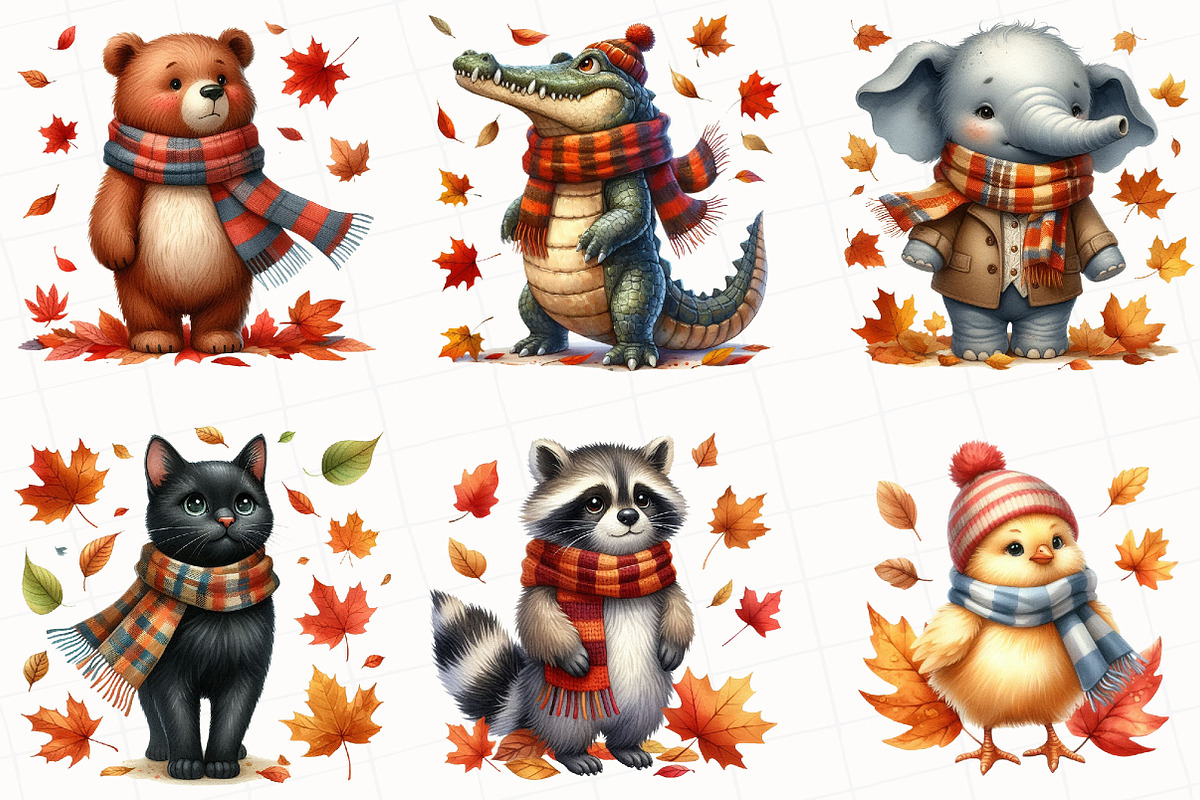 Watercolor Autumn Animal Clipart, an Illustration by OK Design (Photo 2 of 5)