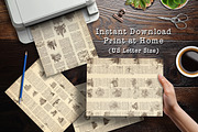 Old World Gazette Scrapbook Papers, a Background Graphic by V Design Creator (Thumbnail 2 of 12)