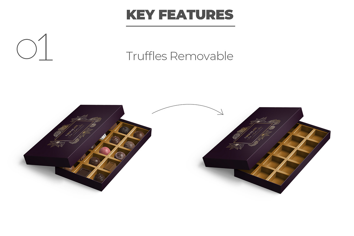 Luxury Chocolate Truffle Box Mockup, a Packaging Mockup by Sheikhadesign (Photo 2 of 12)
