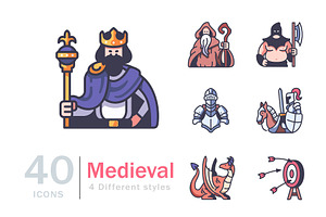 40 Medievel Icon Set