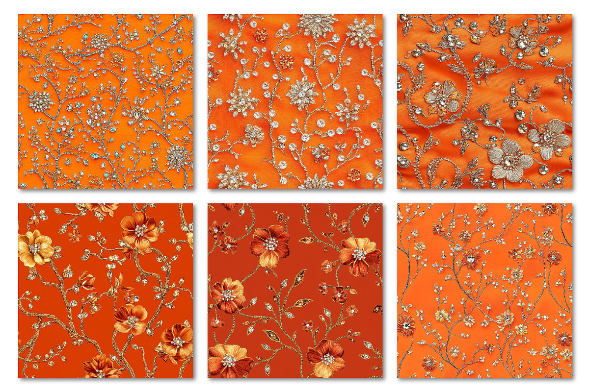 Rhinestone Embroidery Orange Fabric, a Texture Graphic by Dream Creation (Photo 4 of 5)
