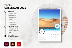 Printable 2025 Calendar A3 Size, a Stationery Template by MstArtwork