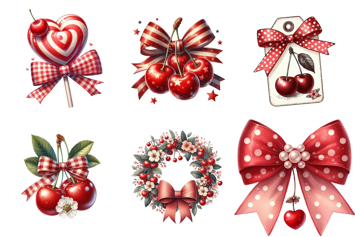 Watercolor Red Bow Cherry PNG, an Illustration by SinaCreation (Photo 4 of 7)