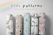 Watercolor kids patterns, a Pattern Graphic by Natali Smolova (Thumbnail 1 of 6)