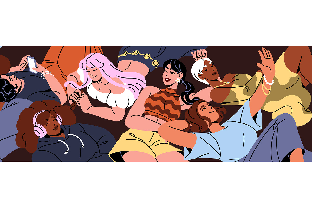Diverse young women together banner, a Person Illustration by PaperTrident (Photo 3 of 3)