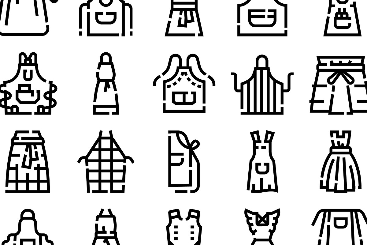 Cooking apron uniform set line icons, an Object Graphic by pikepicture (Photo 3 of 3)