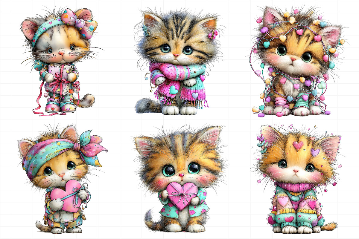 Valentine Cat Clipart Bundle, an Illustration by Daily.Designs (Photo 7 of 8)