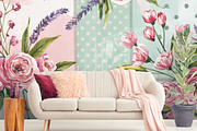Watercolor Patchwork Blooms, a Background Graphic by Curve Design (Thumbnail 2 of 7)