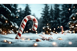 Large Candy Cane With Red And White