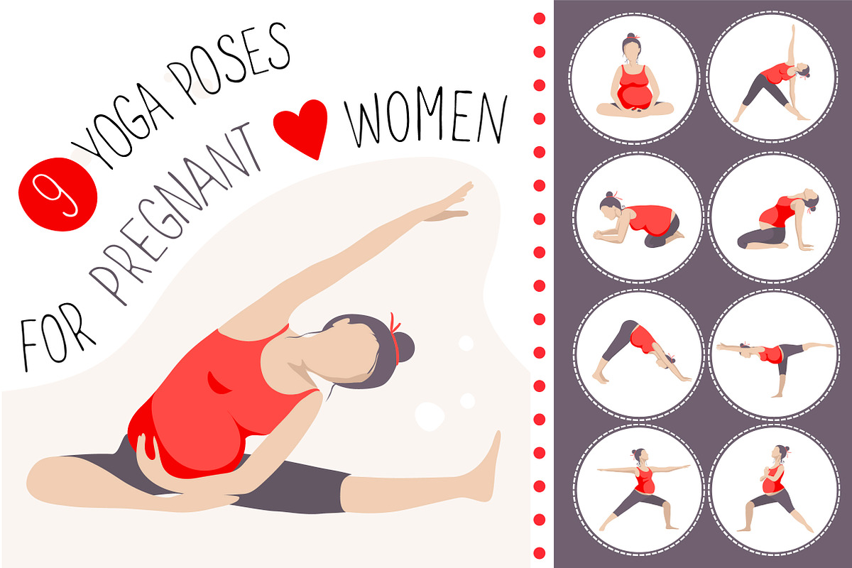 9 yoga poses for pregnant women, an Object Graphic by Olga Bonitas (Photo 1 of 5)