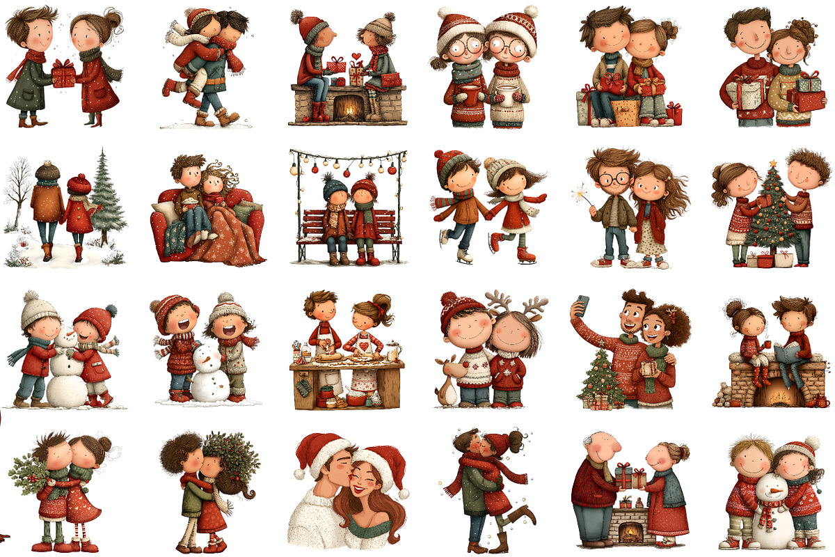 Watercolor Christmas Couple Clipart, an Animal Illustration by Sublimation Artist (Photo 2 of 6)