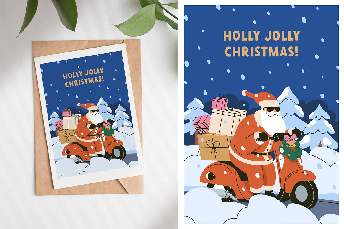 Merry Christmas cards with Santa set, a Decorative Illustration by Good Studio (Photo 4 of 4)