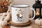 Cute Halloween Ghost on Bicycle PNG, a Seasonal Illustration by Designworld (Thumbnail 4 of 4)
