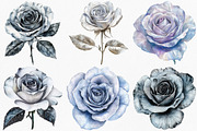 Black and Silver Glam Roses Clipart, an Illustration by Canvas Craft (Thumbnail 2 of 9)