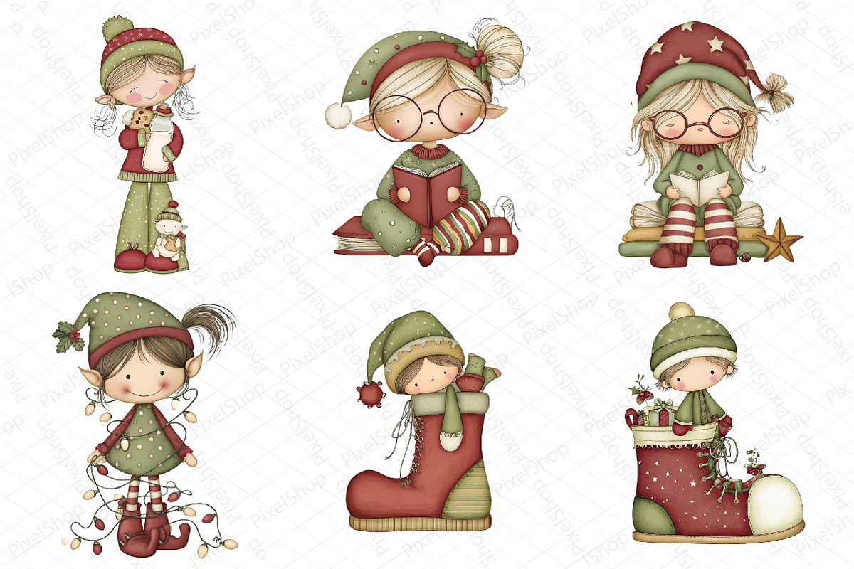 Quirky Christmas Elf Clipart, an Illustration by DreamPrint404 (Photo 5 of 6)