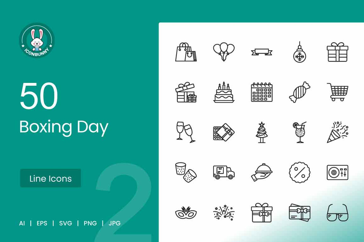 50 Boxing Day Line Icons, an Icon by IconBunny (Photo 1 of 2)