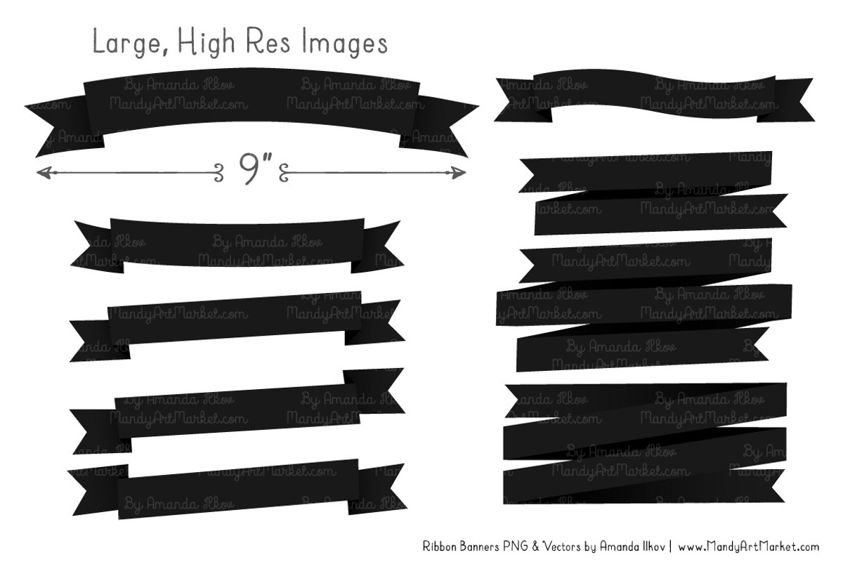 Black Ribbon Banner Clipart, an Illustration by Amanda Ilkov (Photo 3 of 4)