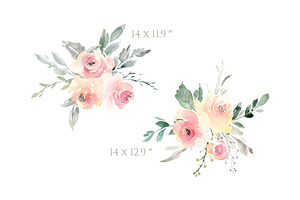 Watercolor Wedding Soft Flowers PNG