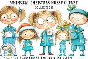 Whimsical Christmas Nurse Clipart, an Illustration by OK Design (Thumbnail 1 of 6)