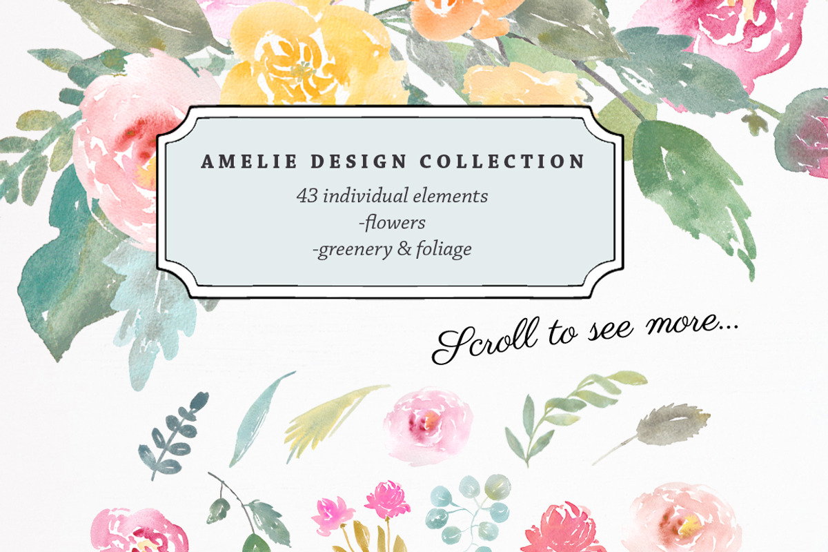Amelie Watercolor Flower Clipart, an Illustration by Emerald & Ivy Studios (Photo 5 of 5)