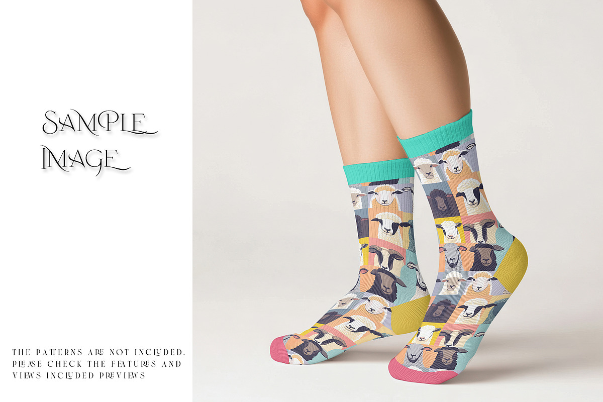 Mid Calf Unisex Socks Mockups, a Household Mockup by mock-ups (Photo 12 of 13)
