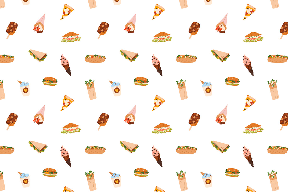 Street fast food seamless patterns, a Pattern Graphic by Good Studio (Photo 3 of 6)