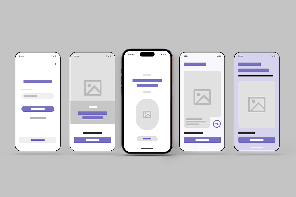 Modern Mobile App UI Wireframe