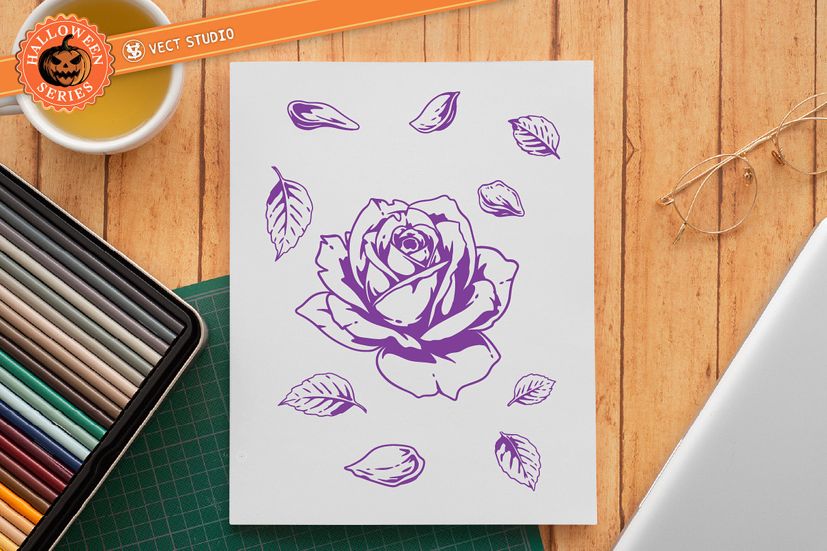 20 Halloween Rose Stamp Brushes, a Brush Add-On by vectstudio (Photo 6 of 10)