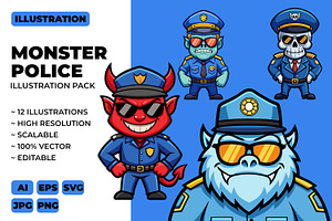 Monster Police Mascot Illustration