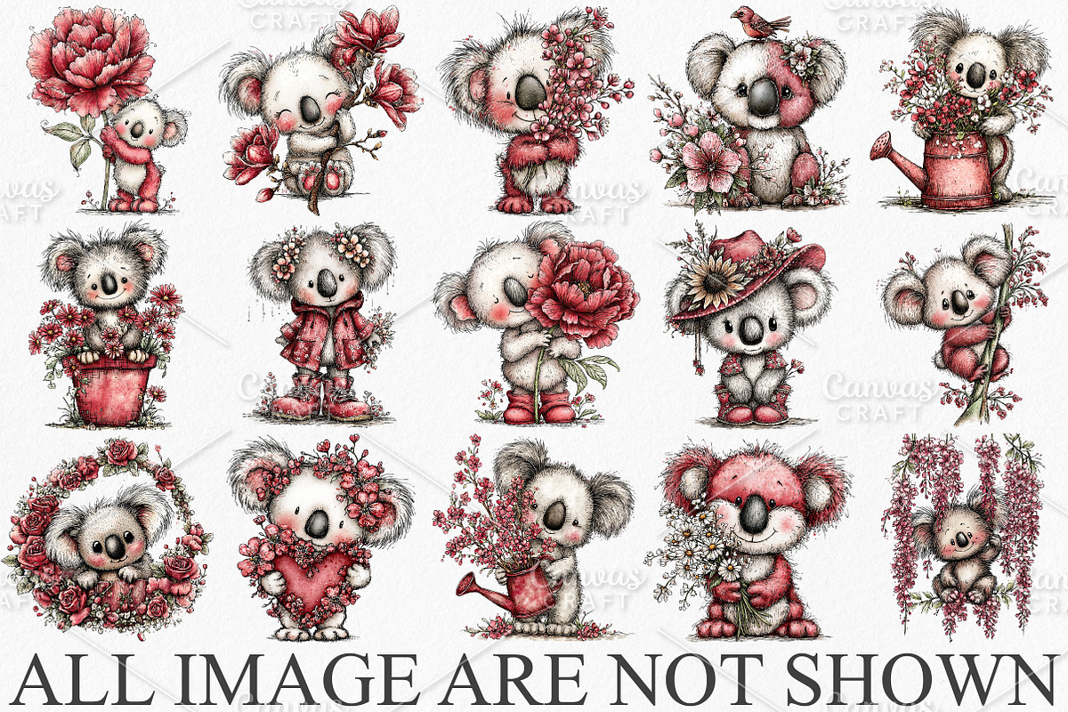 Whimsical Spring Koala Clipart PNG, an Illustration by Canvas Craft (Photo 3 of 7)