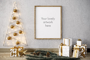 Merry CHRISTMAS mockup GOLD 8x10, a Print Template by BestMockups