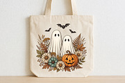 Vintage Boho Floral Ghost Pumpkin, a Seasonal Illustration by CraftArtStudio (Thumbnail 2 of 4)