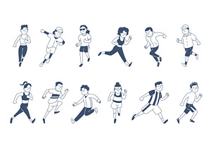 Run doodle athletes. People in, a Sport Illustration by LadadikArt