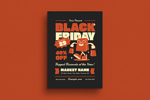 Retro Trendy Black Friday Flyer, a Flyer Template by Guuver