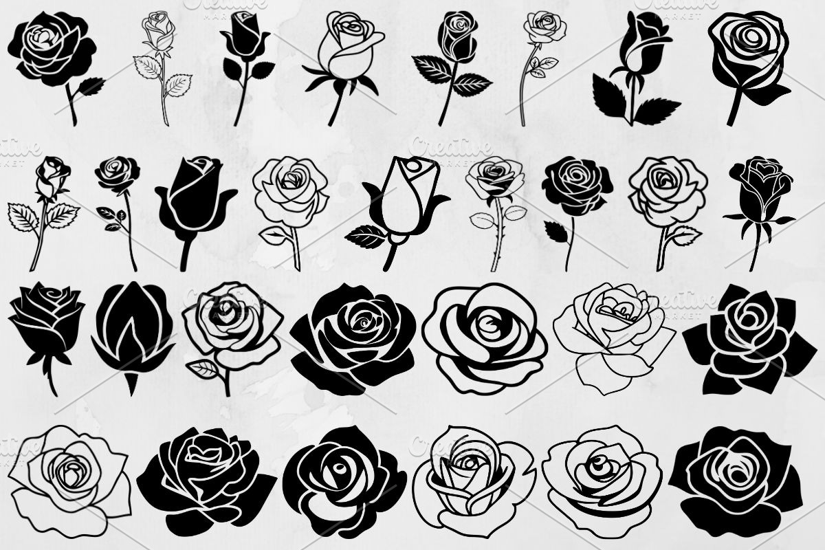 Rose Silhouette SVG Bundle, a Decorative Illustration by newminddesign (Photo 1 of 5)