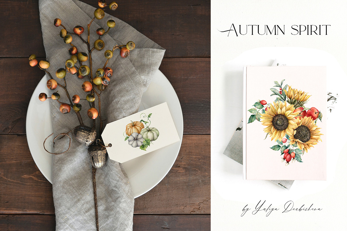 Autumn spirit Watercolor fall flower, a Decorative Illustration by Yuliya Derbisheva (Photo 4 of 11)