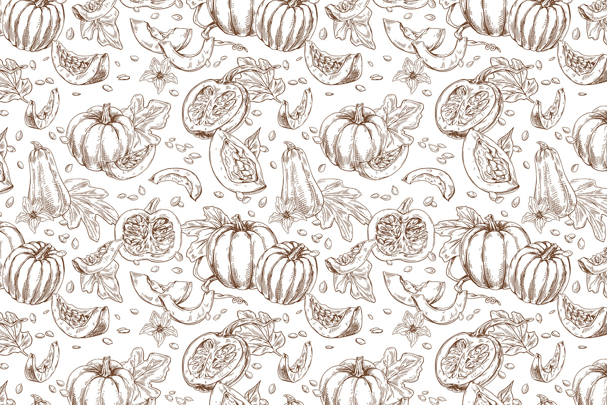 Pumpkins, autumn seamless patterns, a Pattern Graphic by Good Studio (Photo 5 of 9)