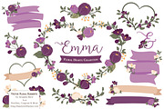 Plum Flower Heart Clipart & Vectors, an Illustration by Amanda Ilkov (Thumbnail 1 of 5)