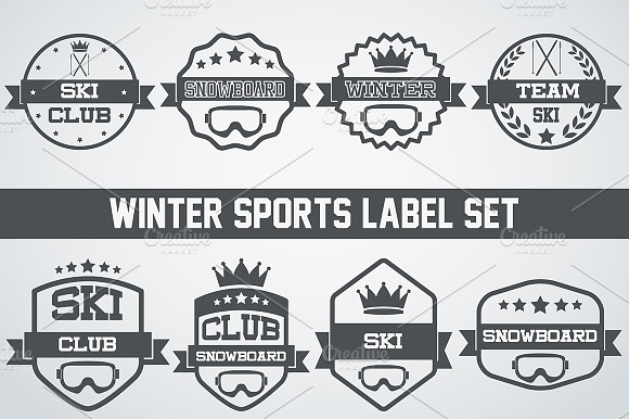 Set Of Snowboarding Or Ski Labels