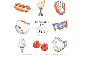 65 Baseball Clipart Bundle, a Sport Illustration by Pati Charm Studio