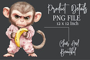 Cute Grumpy Monkey Clipart, an Illustration by Rose Art (Thumbnail 6 of 7)