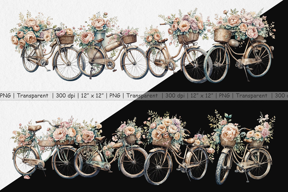 Vintage Bike Clipart, a Graphic by Artnoy (Photo 2 of 5)