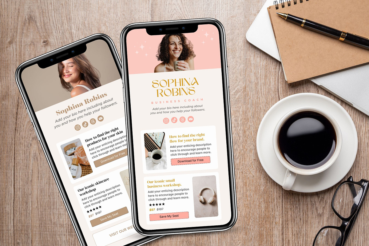 Link In Bio Template | Boho Coach, a Landing Page Template by Ciera Design Templates (Photo 2 of 9)