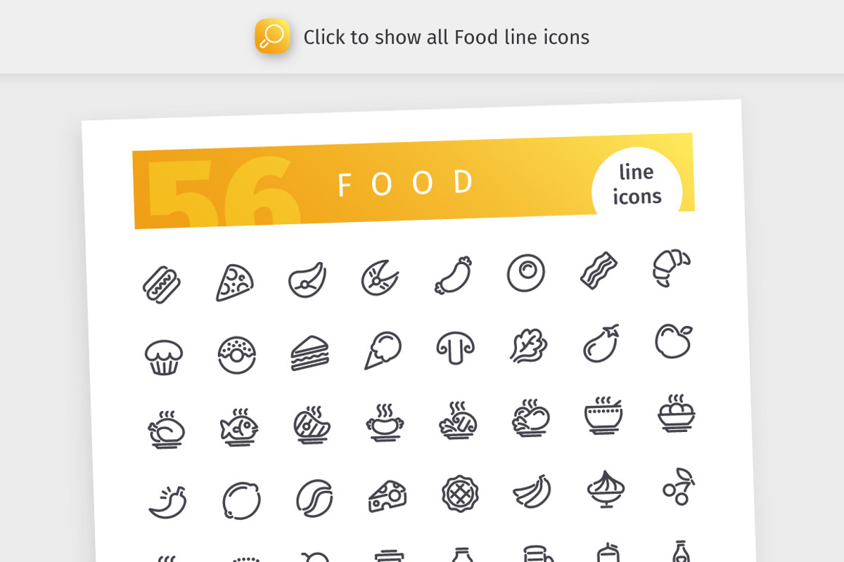 Food 800+ Line Icons Bundle, an Outline Icon by Voysla's Shop (Photo 2 of 8)