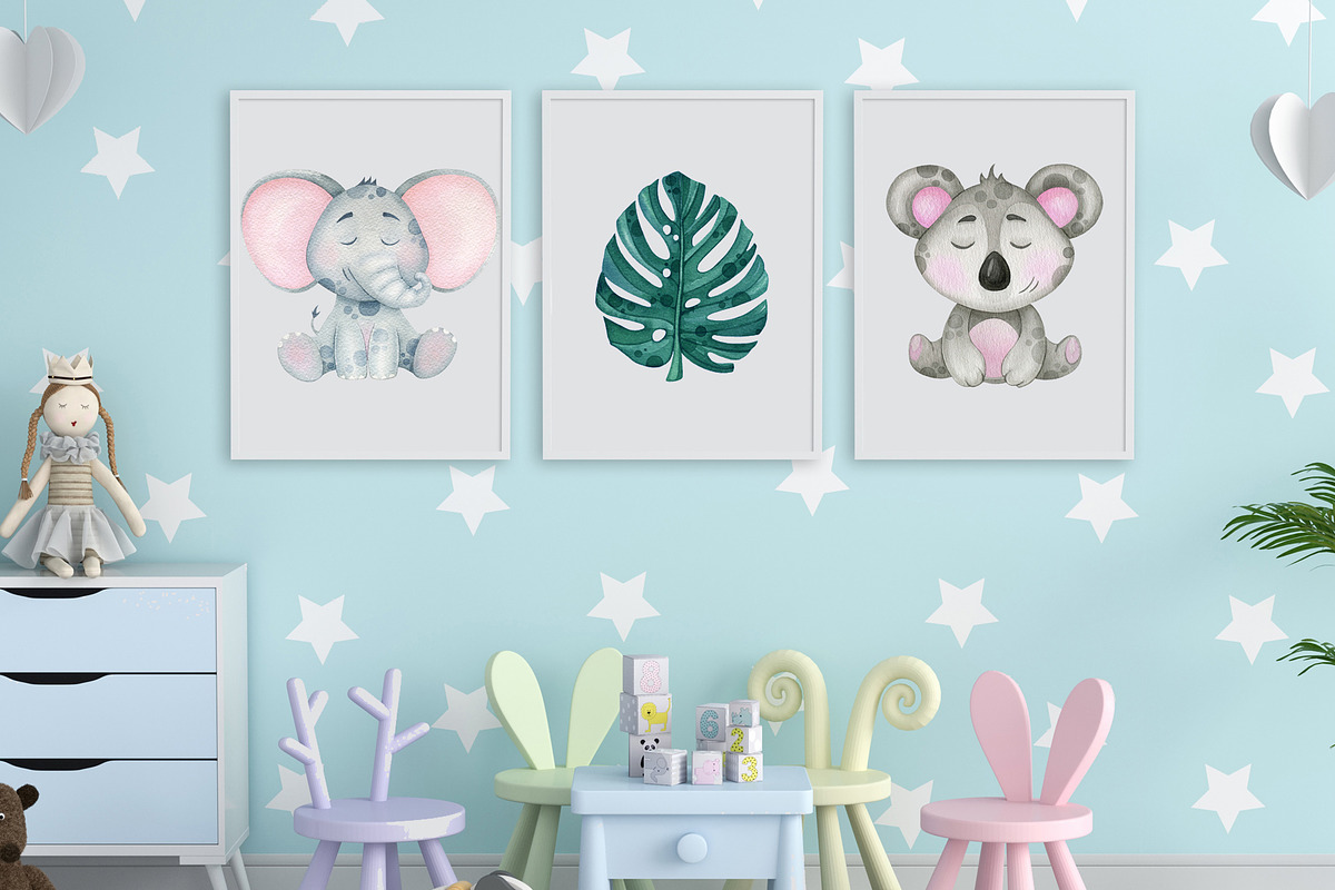 Little jungle watercolor clip art, an Animal Illustration by ekossa_art (Photo 4 of 7)