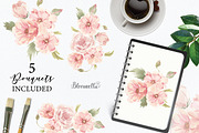 Watercolour Flower Pink Clipart Set, a Decorative Illustration by Bloomella (Thumbnail 7 of 7)