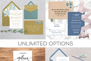 Wedding Invitation Mockup - Flat Lay