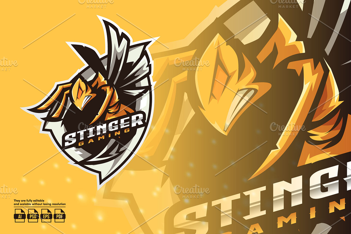 Bee Mascot Esport Logo, a Branding & Logo Template by prps.std (Photo 1 of 3)