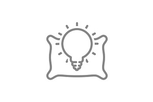 Pillow with light bulb line icon, an Object Illustration by GraphiShop